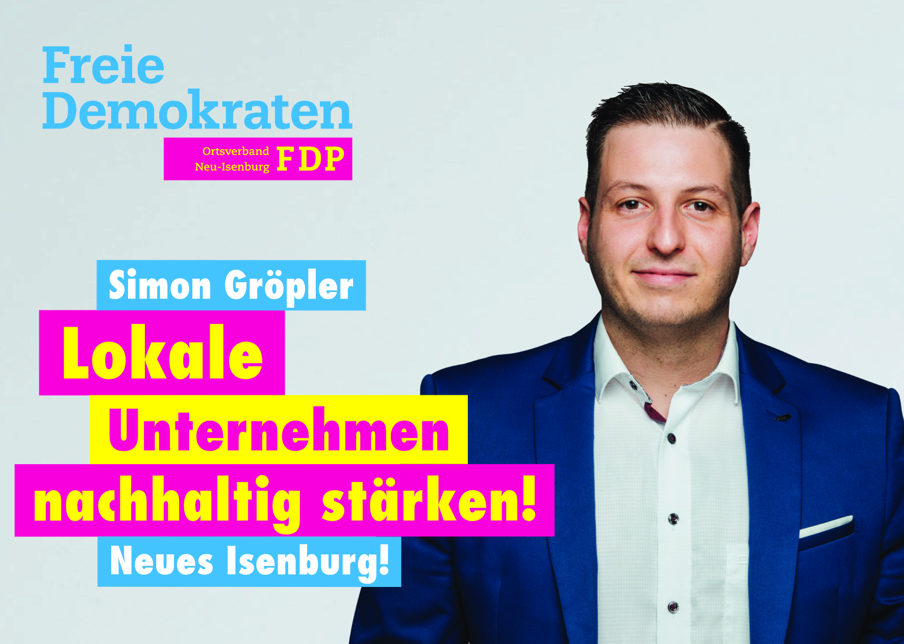 Simon Gröpler, Listenplatz 9. zur Kommunalwahl am 14. März 2021 in Neu-Isenburg.